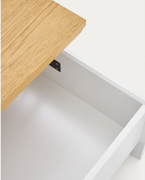 Biały stolik w dekorze dębu 60x110 cm Abilen – Kave Home