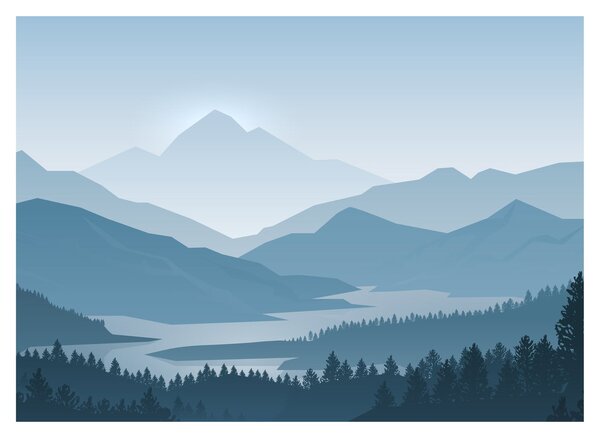 Obraz na szkle - Góry oczami grafika (70x50 cm)