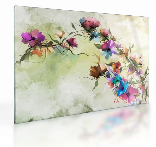 Obraz na szkle - malowidło pnącej się kwiaty (70x50 cm)