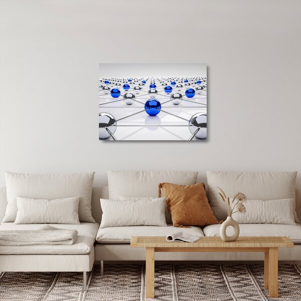 Obraz na szkle połączonych kul (70x50 cm)
