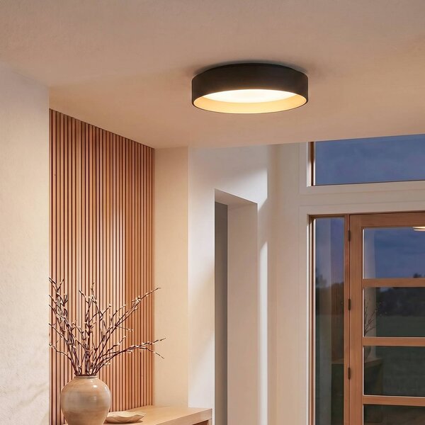 Lampa sufitowa LED Gracjan Lindby, możliwość ściemniania, czarny, salon / jadalnia, tworzywo sztuczne, nowoczesny