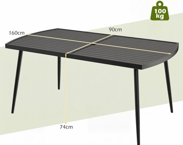 Metalowy stół ogrodowy z otworem na parasol