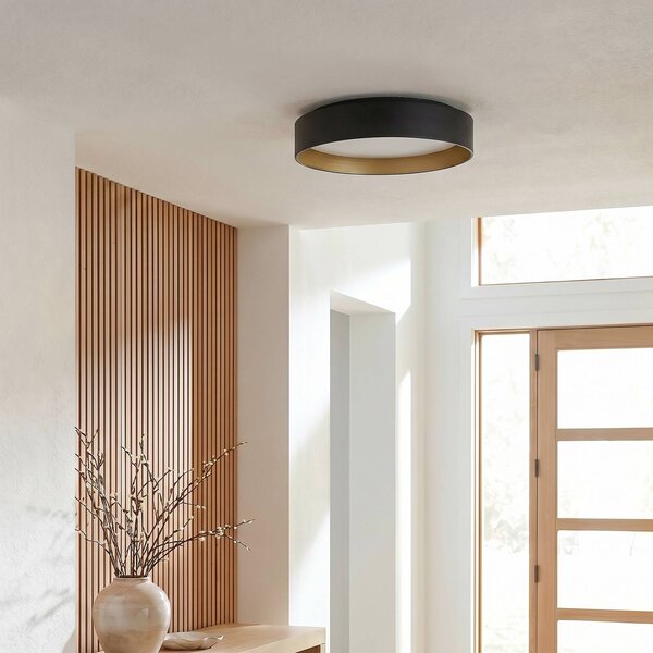 Lampa sufitowa LED Gracjan Lindby, możliwość ściemniania, czarny, salon / jadalnia, tworzywo sztuczne, nowoczesny