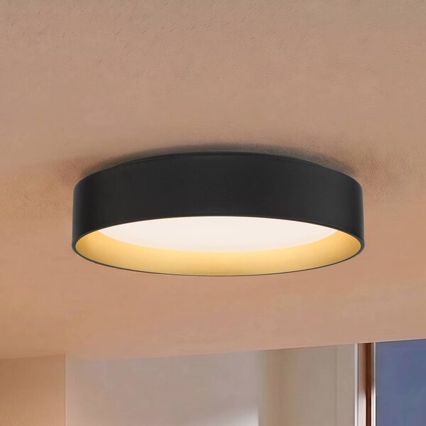 Lampa sufitowa LED Gracjan Lindby, możliwość ściemniania, czarny, salon / jadalnia, tworzywo sztuczne, nowoczesny
