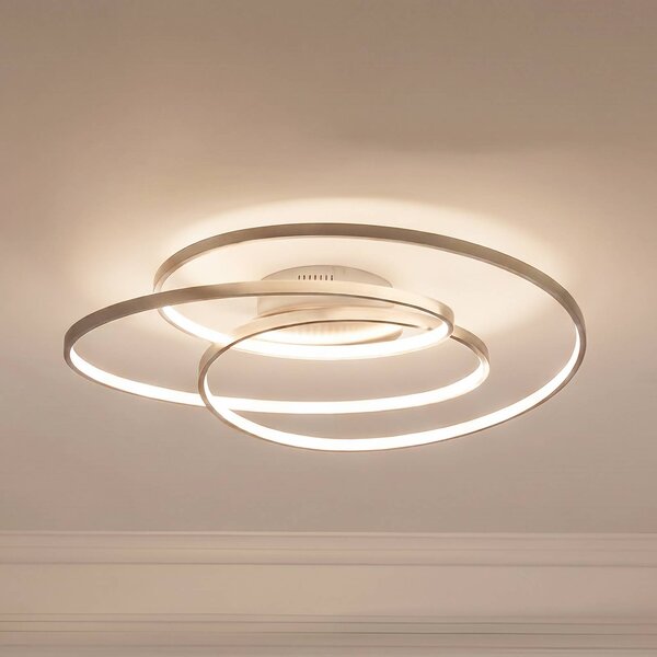 Lampa sufitowa LED Joline Lindby, możliwość ściemniania, aluminiowy / szary / cynkowy, salon / jadalnia, metal, nowoczesny