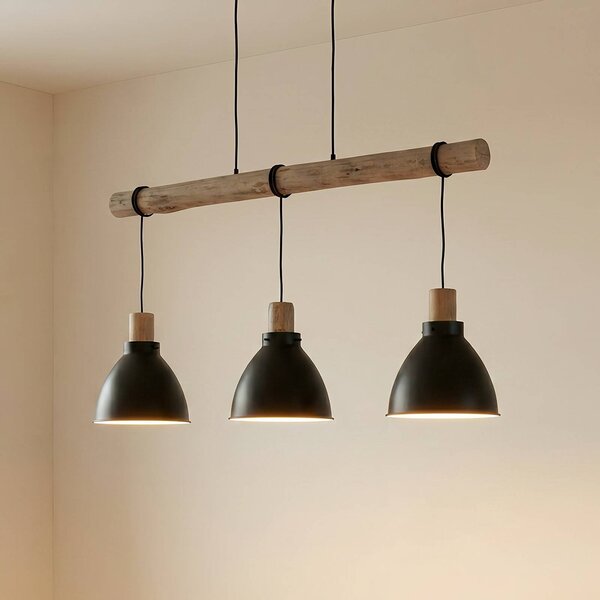 Lampa wisząca Trebale Lindby, możliwość ściemniania, czarny, salon / jadalnia, metal, skandynawski