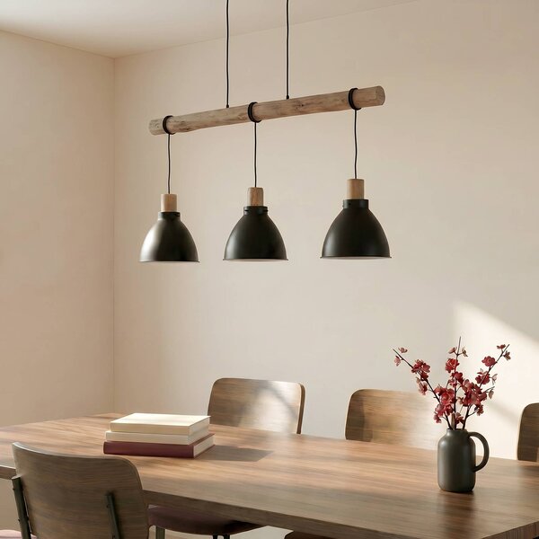 Lampa wisząca Trebale Lindby, możliwość ściemniania, czarny, salon / jadalnia, metal, skandynawski