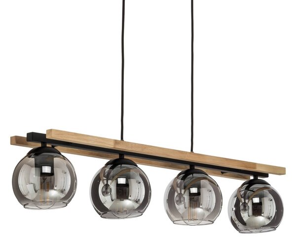 Lampa wisząca szklana Enrique Lindby, możliwość ściemniania, jasne drewno, salon / jadalnia, szkło, nowoczesny