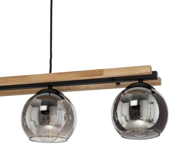 Lampa wisząca szklana Enrique Lindby, możliwość ściemniania, jasne drewno, salon / jadalnia, szkło, nowoczesny