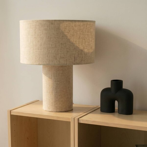 Lampa stołowa Elfie Lindby, kremowy / amber, salon / jadalnia, tkanina / materiał / jedwab, skandynawski