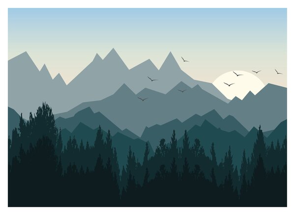 Obraz na szkle - Góry oczami grafika (70x50 cm)