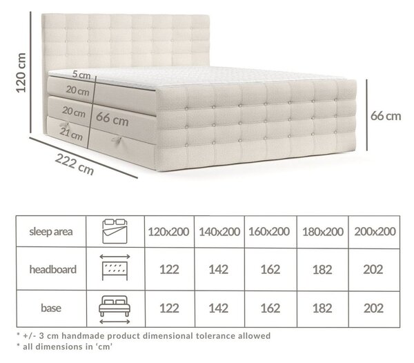 Beżowe łóżko boxspring ze schowkiem 160x200 cm Blend – Maison de Rêve