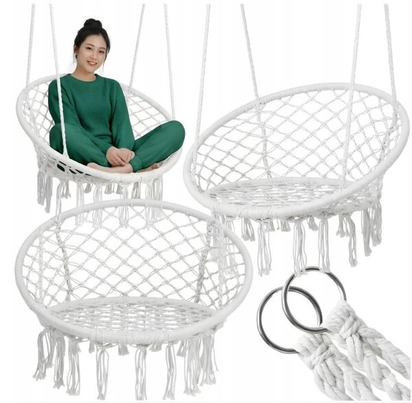 Fotel wiszcy hutawka ogrodowa bocianie gniazdo BOHO biay 150 kg Trees