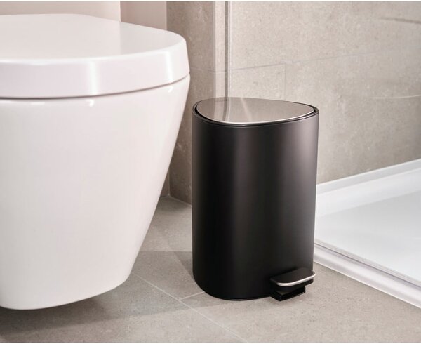 Stalowy kosz na śmieci z pedałem w kolorze matowej czerni 5 l EasyStore Luxe – Joseph Joseph