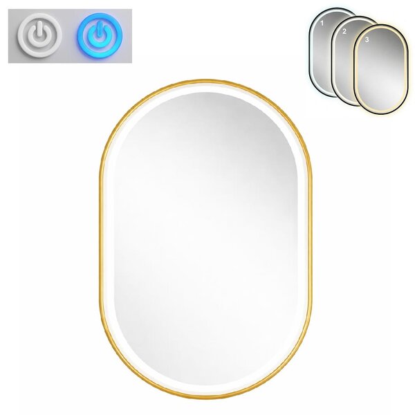Lustro owalne 60 cm x 80 cm, ramka Metal, podświetlane LED I ArtDHome