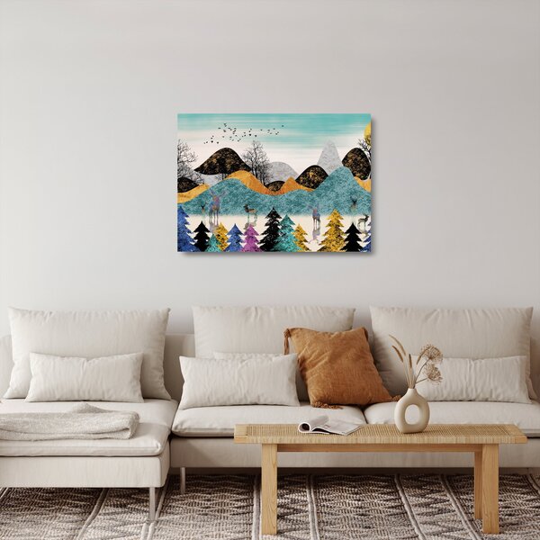 Obraz na szkle graficzny z jeleniem (70x50 cm)