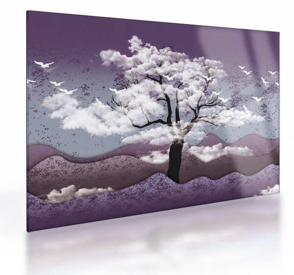 Obraz na szkle - Drzewo w chmurach (70x50 cm)