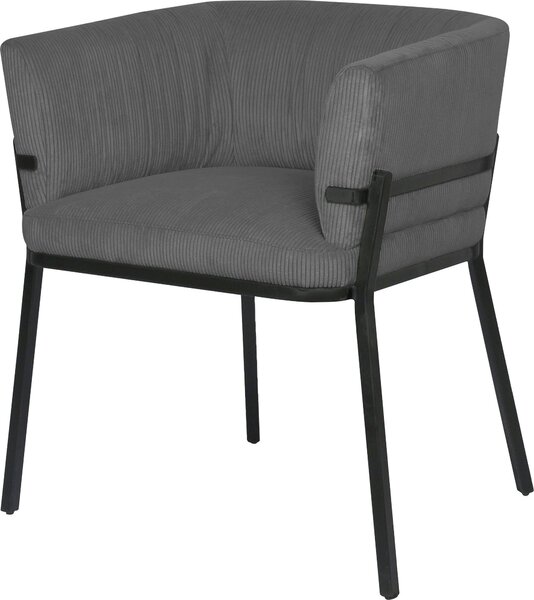 Modne krzesło do jadalni Fjolla szare z czarną ramą, sztruksowe
