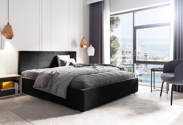 Łóżko tapicerowane pikowane Katia 180x200 Czarne