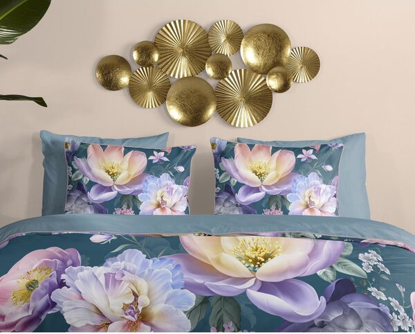 Niebieska pościel dwuosobowa z satyny bawełnianej 200x220 cm Mirery – Descanso