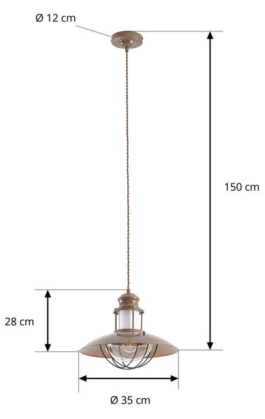 Lampa wisząca Louisanne Lindby, możliwość ściemniania, brązowy / rdzawy, przedpokój, metal, morski