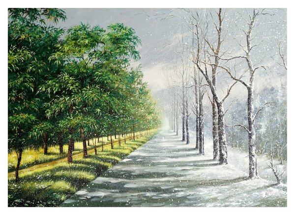 Obraz na szkle - Zima kontra lato (70x50 cm)