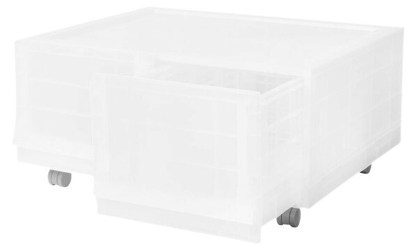 Modułowy pojemnik Wave twin Mist z kółkami 54,6 x 43,4 x 22 cm, szeroki - 2 szuflady - kółka