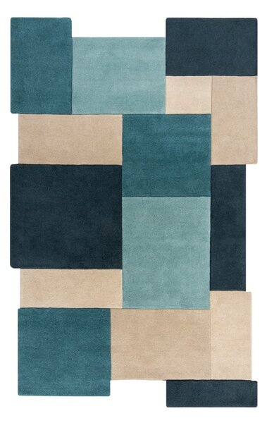 Niebieski/beżowy wełniany dywan 120x180 cm Abstract Collage – Flair Rugs