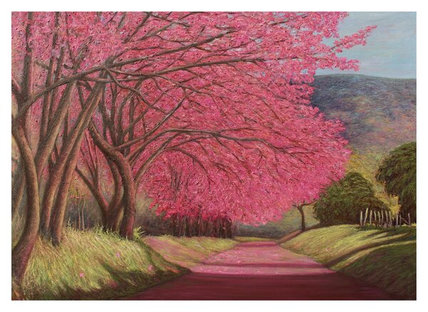 Obraz na szkle kwitnących drzew (70x50 cm)