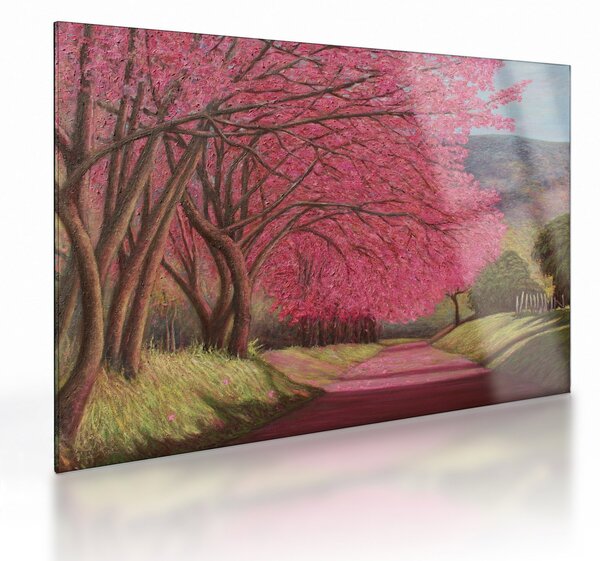 Obraz na szkle kwitnących drzew (70x50 cm)