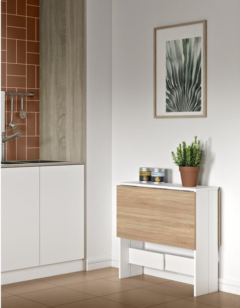 Rozkładany stół z blatem w dekorze dębu 76x28 cm Papillon – TemaHome