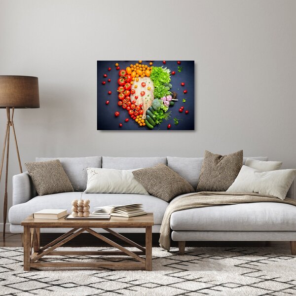 Obraz na szkle - Stół pełen warzyw (70x50 cm)