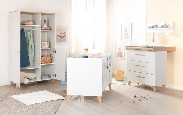 Biała komoda dziecięca w dekorze dębu z przewijakiem 88,5x99x76 cm Léon – Roba