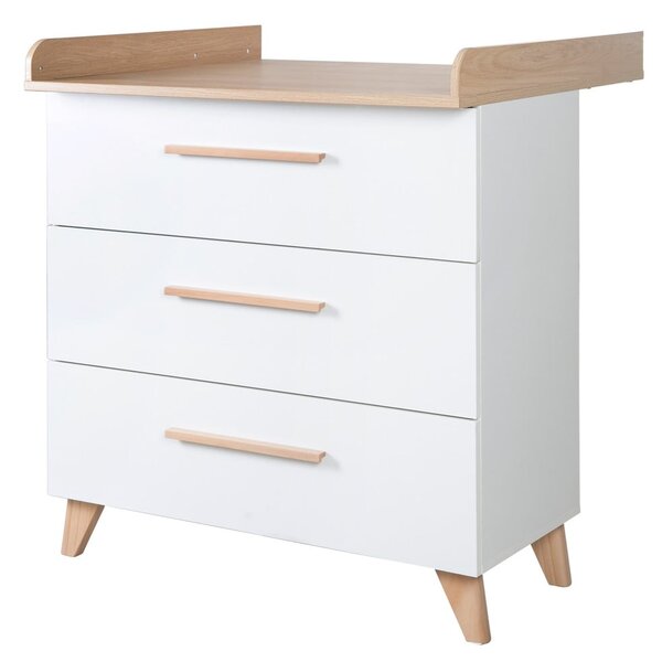 Biała komoda dziecięca w dekorze dębu z przewijakiem 88,5x99x76 cm Léon – Roba
