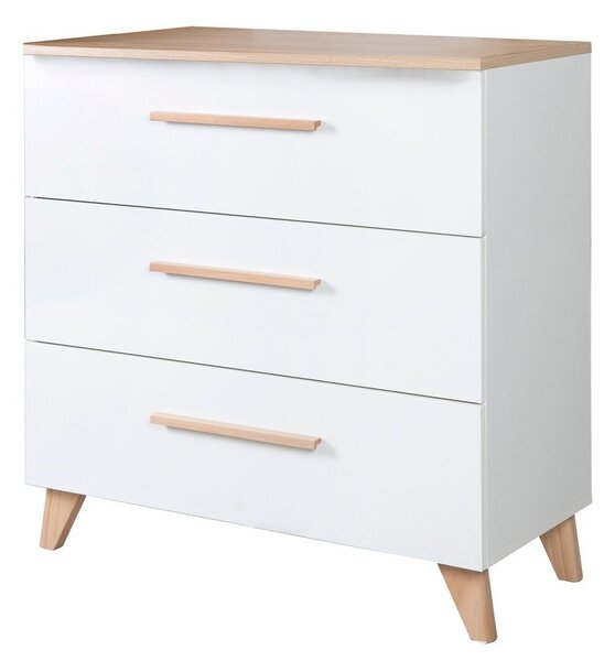Biała komoda dziecięca w dekorze dębu z przewijakiem 88,5x99x76 cm Léon – Roba
