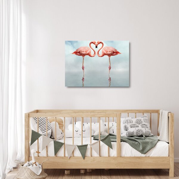 Obraz na szkle dwóch flamingów (70x50 cm)