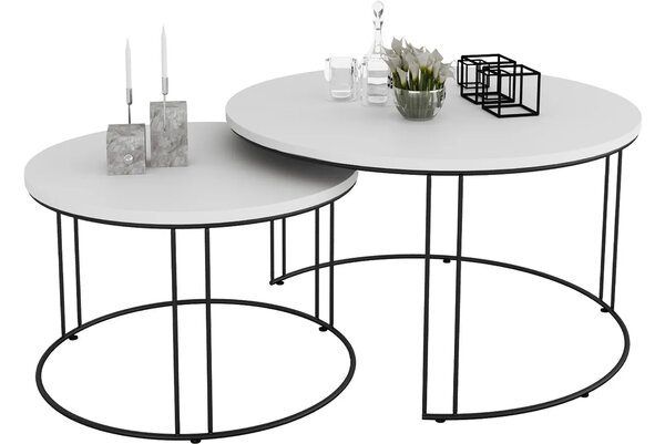 Komplet dwóch stolików kawowych loft czarny + biały B9-A32
