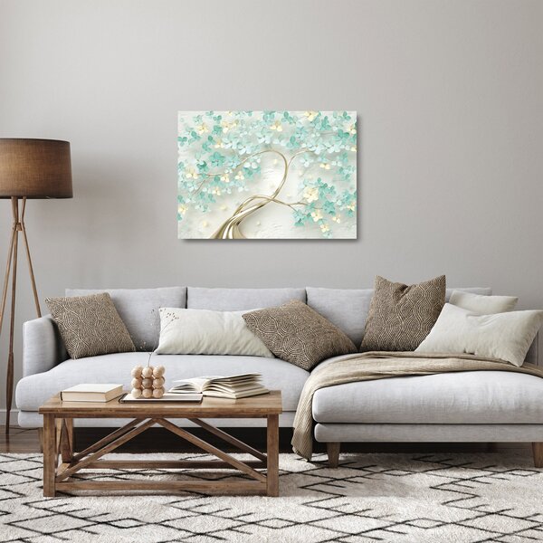 Obraz na szkle - Złote kwitnące drzewo (70x50 cm)