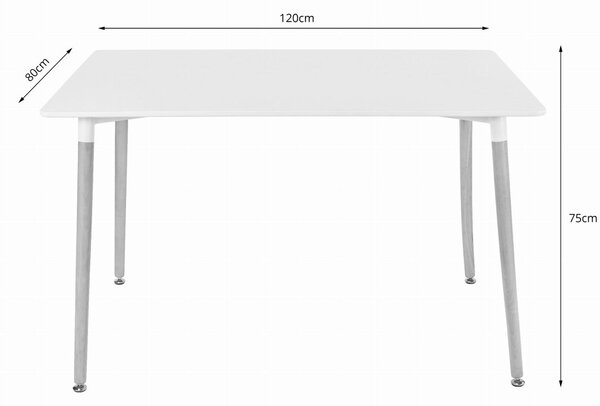 Zestaw jadalniany 1 + 4, czarny stół ADRIA 120x80 cm + szare krzesło KITO