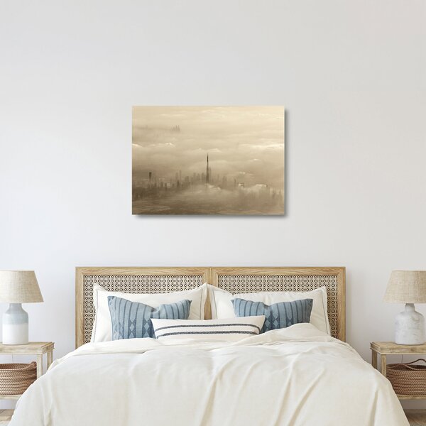 Obraz na szkle miasta w chmurach (70x50 cm)