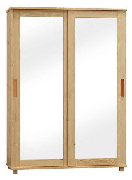Szafa z serii NEV nr V10 sosnowa 2-drzwiowa przesuwna, z drążkiem półkami i lustrem