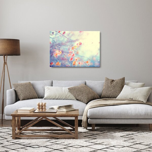 Obraz na szkle - Listki w lodzie (70x50 cm)