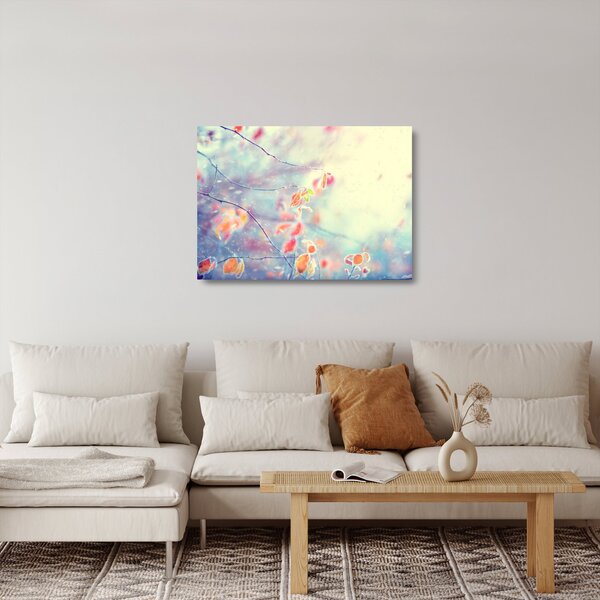 Obraz na szkle - Listki w lodzie (70x50 cm)