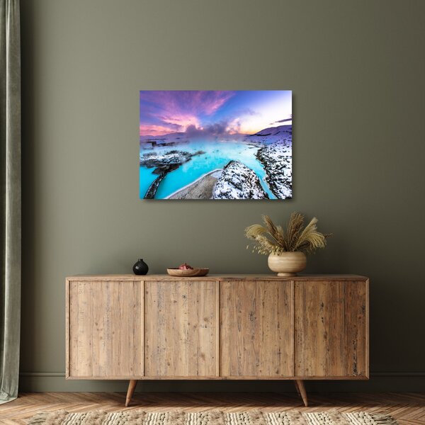 Obraz na szkle - Błękitna laguna na Islandii (70x50 cm)