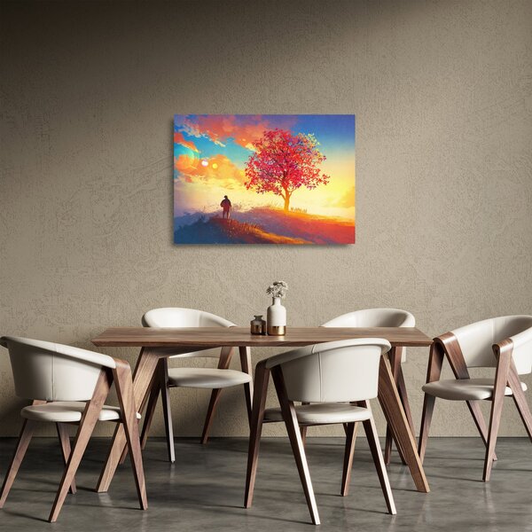 Obraz na szkle drzewa na wzgórzu (70x50 cm)
