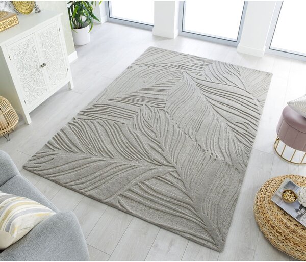 Szary dywan wełniany Flair Rugs Lino Leaf, 120x170 cm