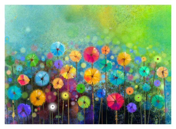 Obraz na szkle - Abstrakcyjne kwiaty (70x50 cm)
