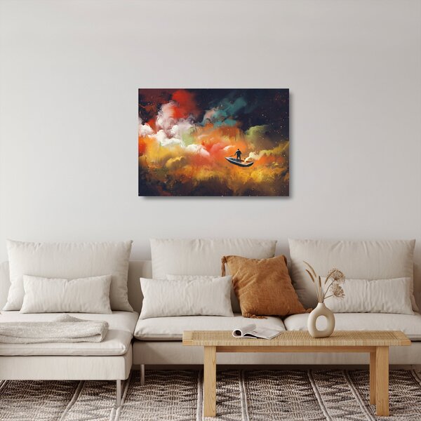 Obraz na szkle - człowiek unoszący się w kosmosie (70x50 cm)