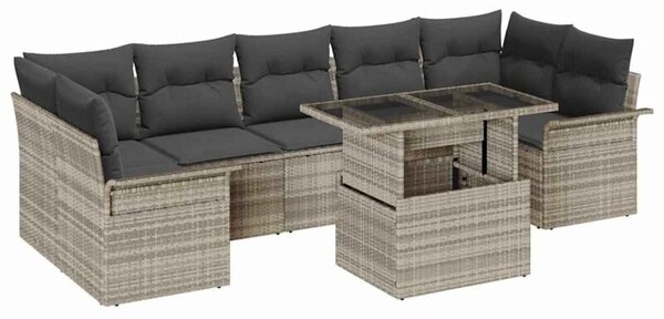 Zestaw Mebli Ogrodowych Komplet Wypoczynkowy Z Poduszkami 8-Częściowy Szary Rattan Na Taras Balkon Ogród