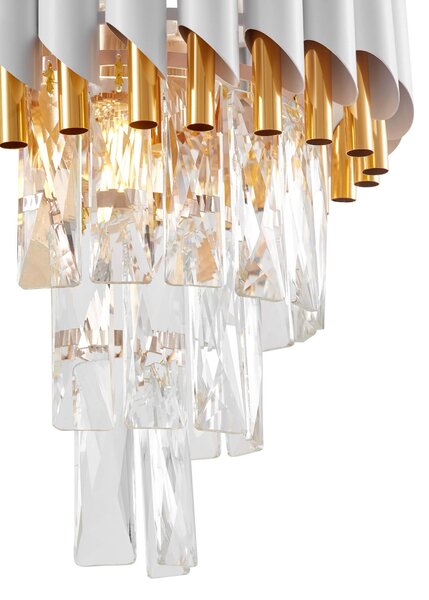 LAMPA ŚCIENNA KINKIET KRYSZTAŁOWY BIAŁO-ZŁOTY MAZINI W2